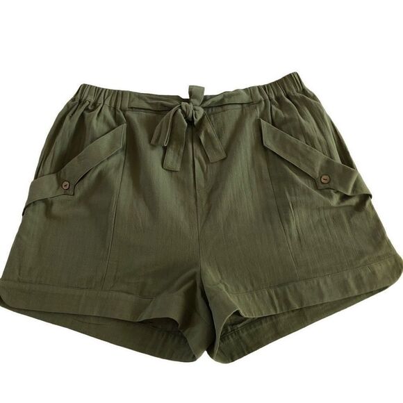 NEW Very J Olive Green Elastic Waist Shorts NWT - Picture 1 of 13